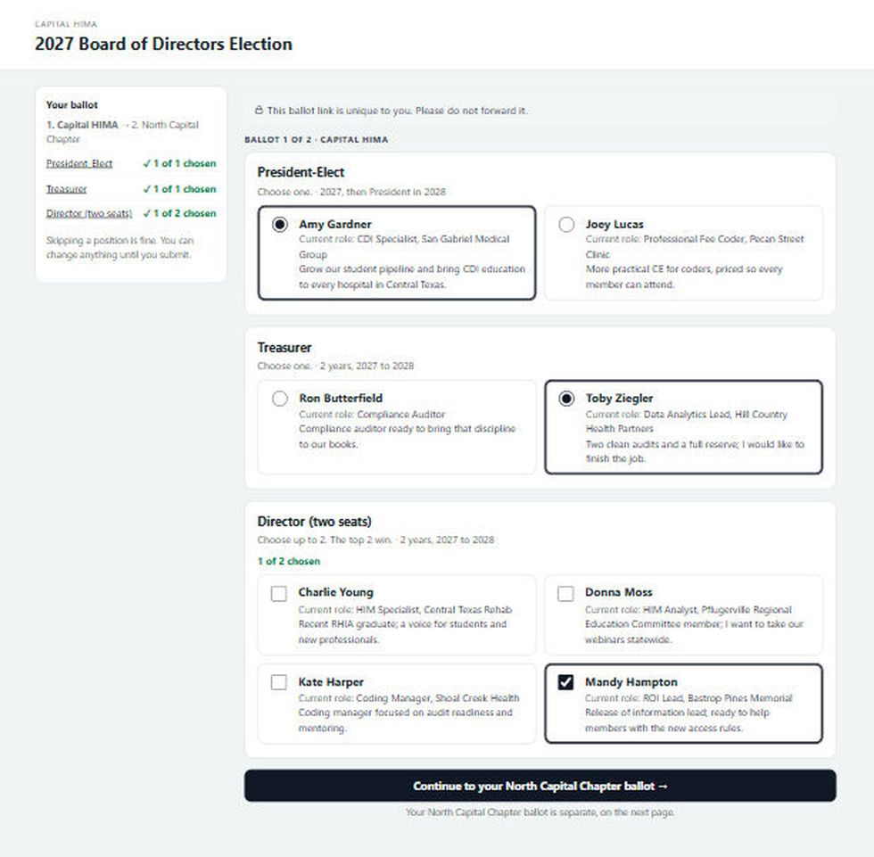 A member ballot in Front Row